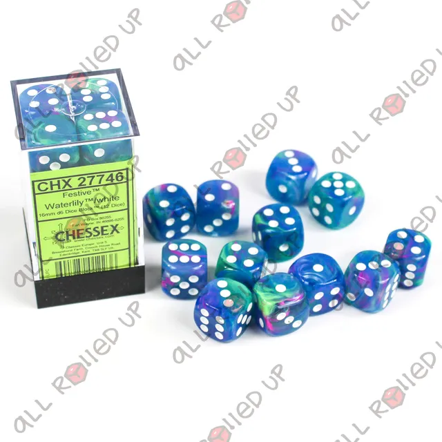 Chessex Festive CHX27746 sada kostek 12x D6 Waterlily
