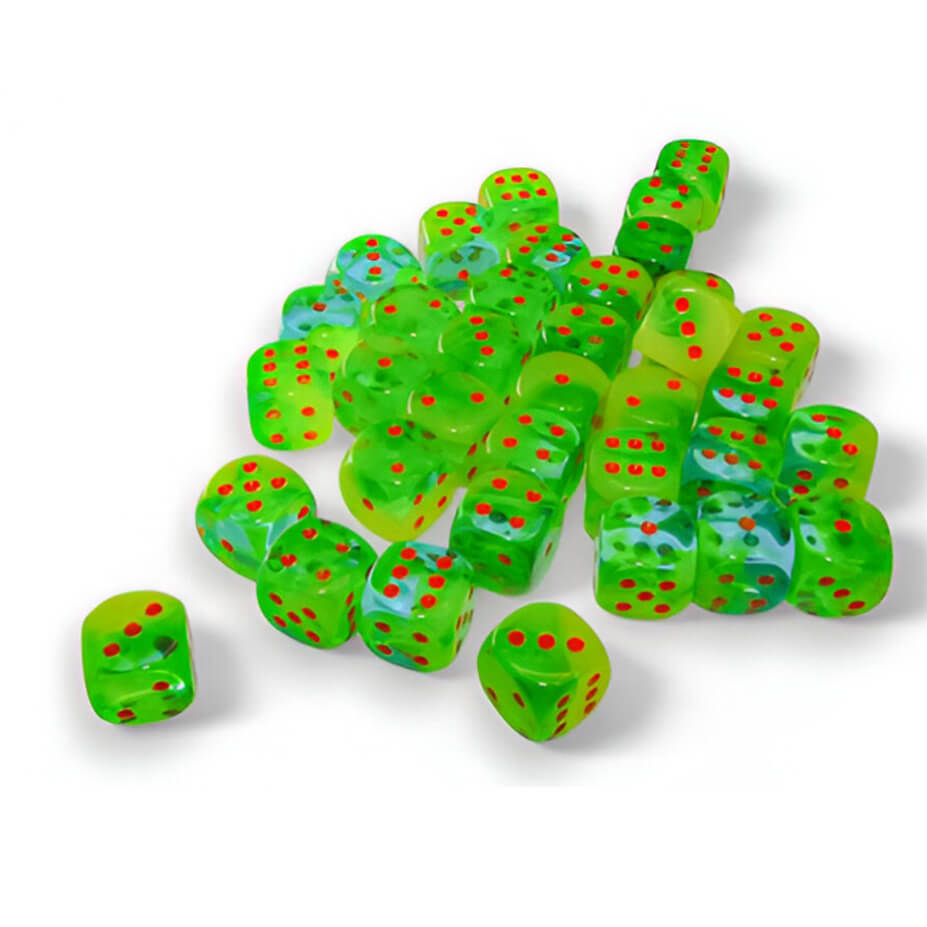 Chessex Plasma Green-Teal Orange sada kostek 36 ks 12 mm